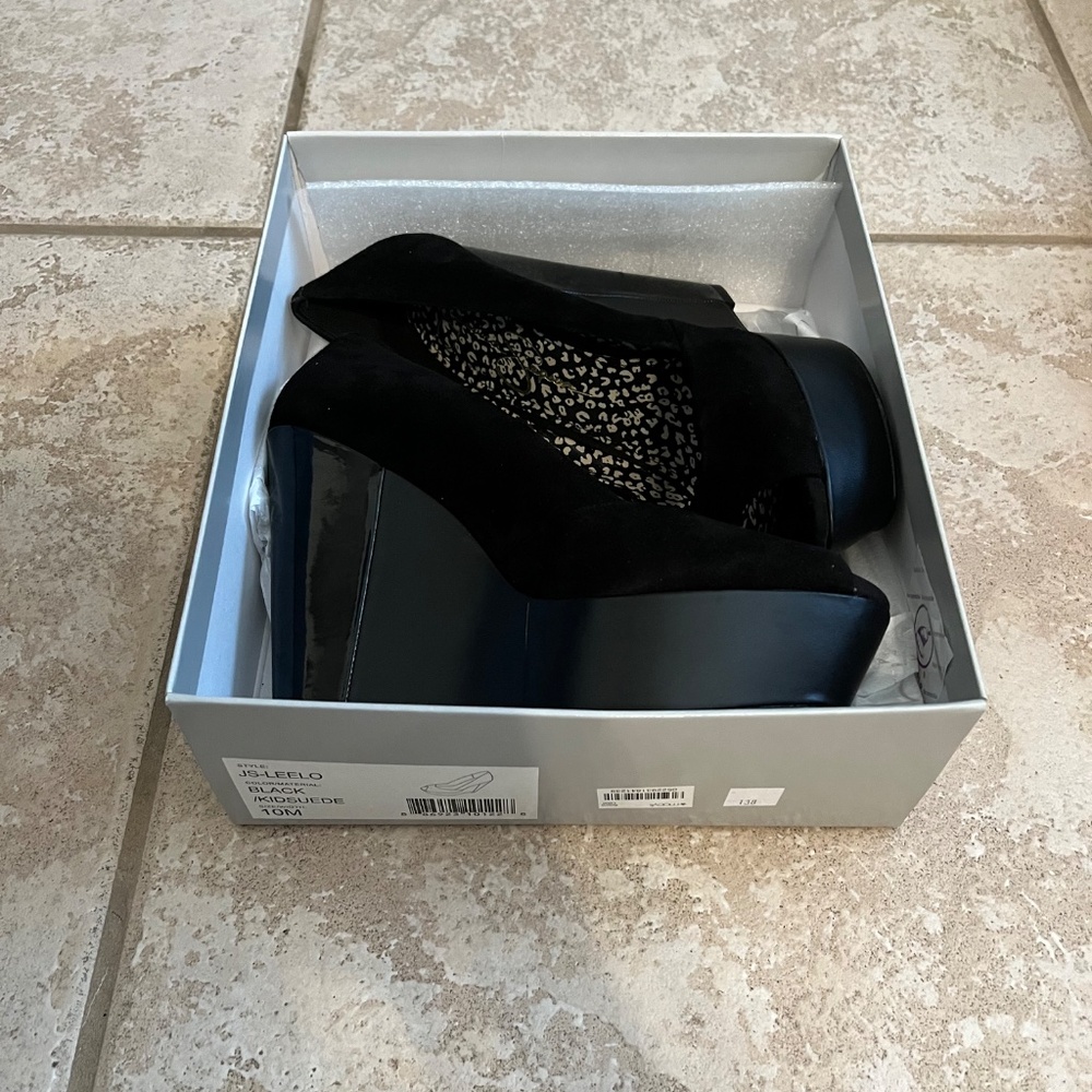 Nib Jessica Simpson Js-Leelo 5 In Black Suede Wed… - image 2